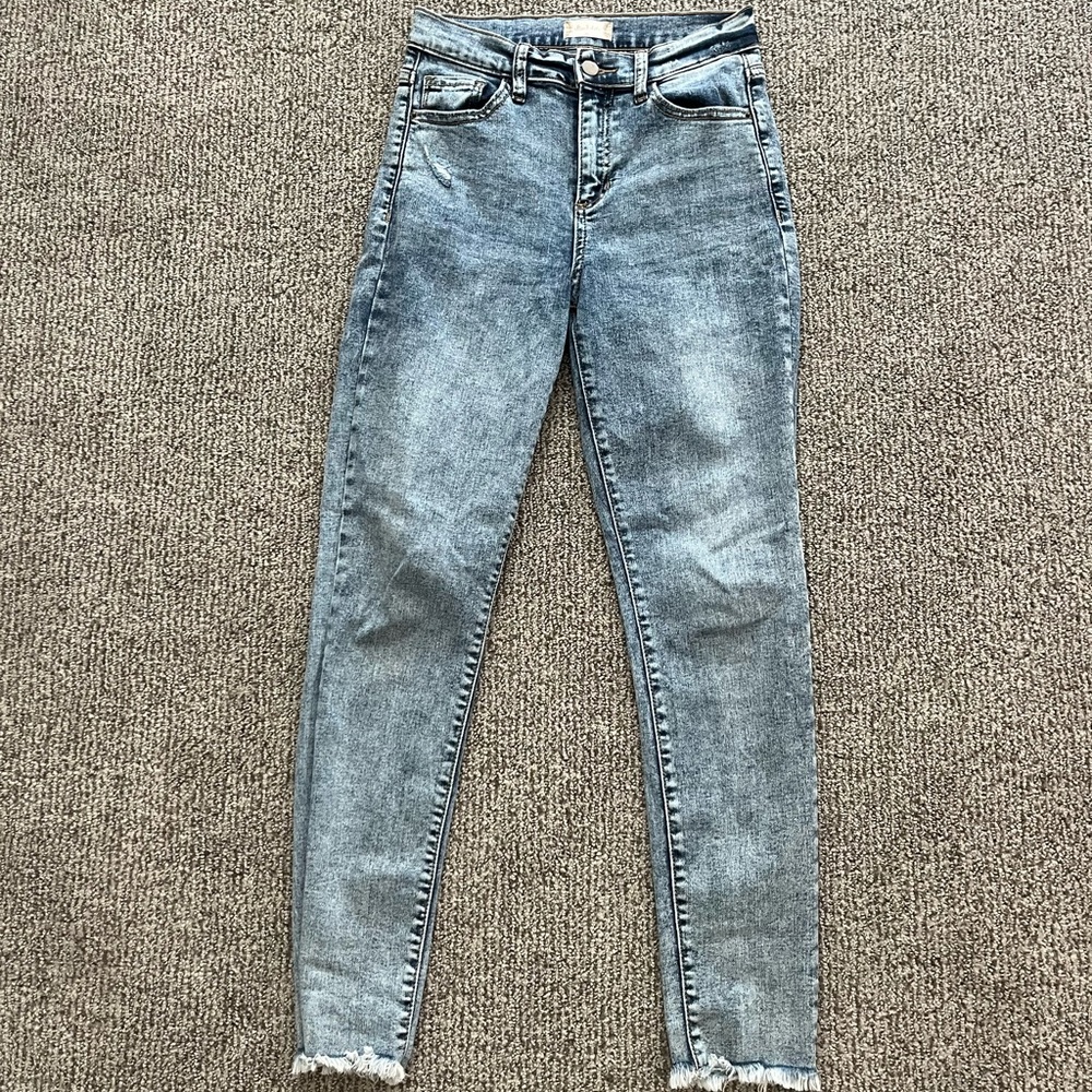 Altar'd State Blue Skinny Jeans with Distressed Look